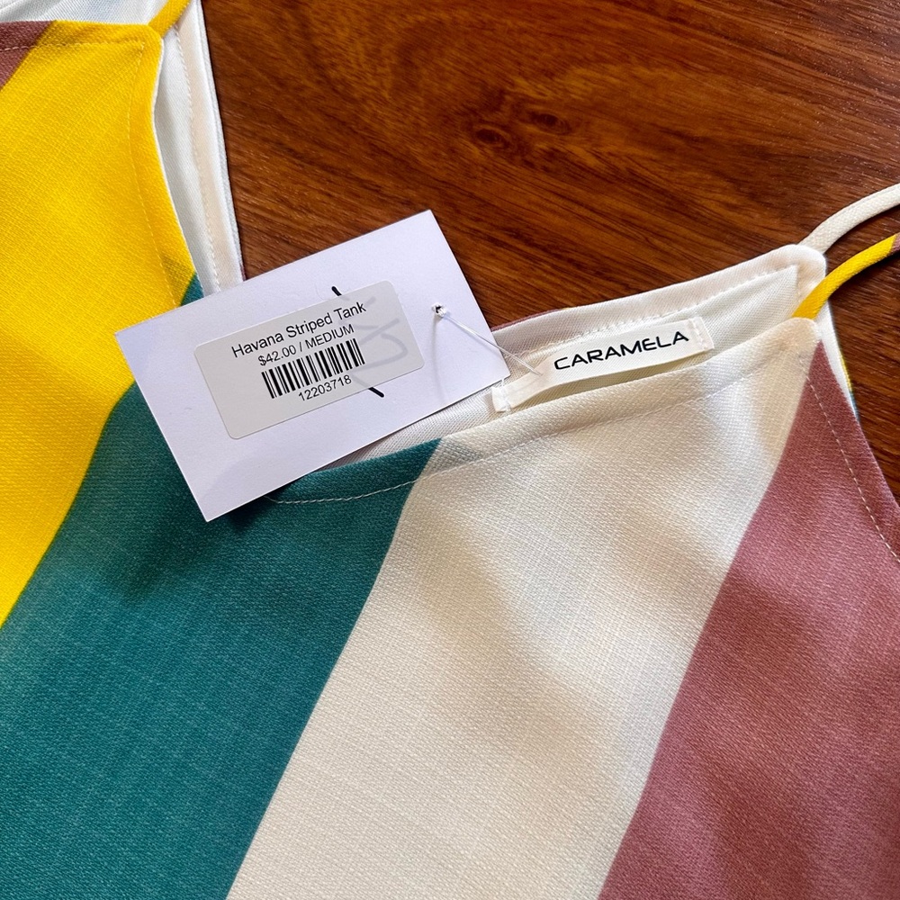 Caramela NWT Colorful Striped Lined Camisole - Picture 4 of 4